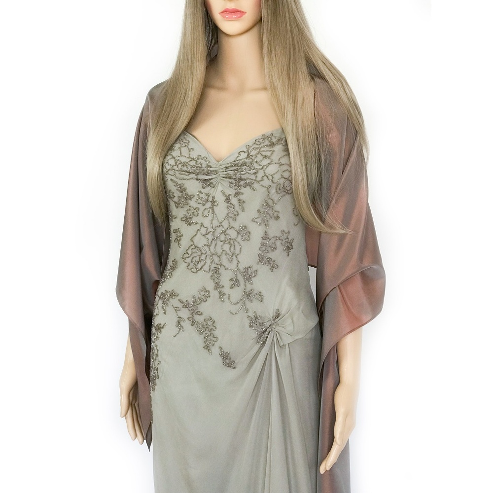 Tan Color Silk Formal Evening Dress